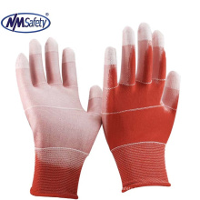 NMSAFETY 13 gauge polyester liner coated anti static on fingers PU work gloves EN388 2016  3121X